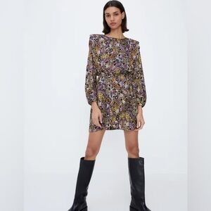 ZARA Paisley Printed Mini Dress Sz M